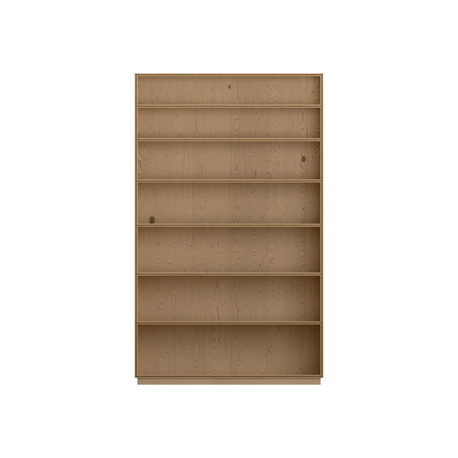 Bücherregal aus Fichte, Rendering, Vorderansicht