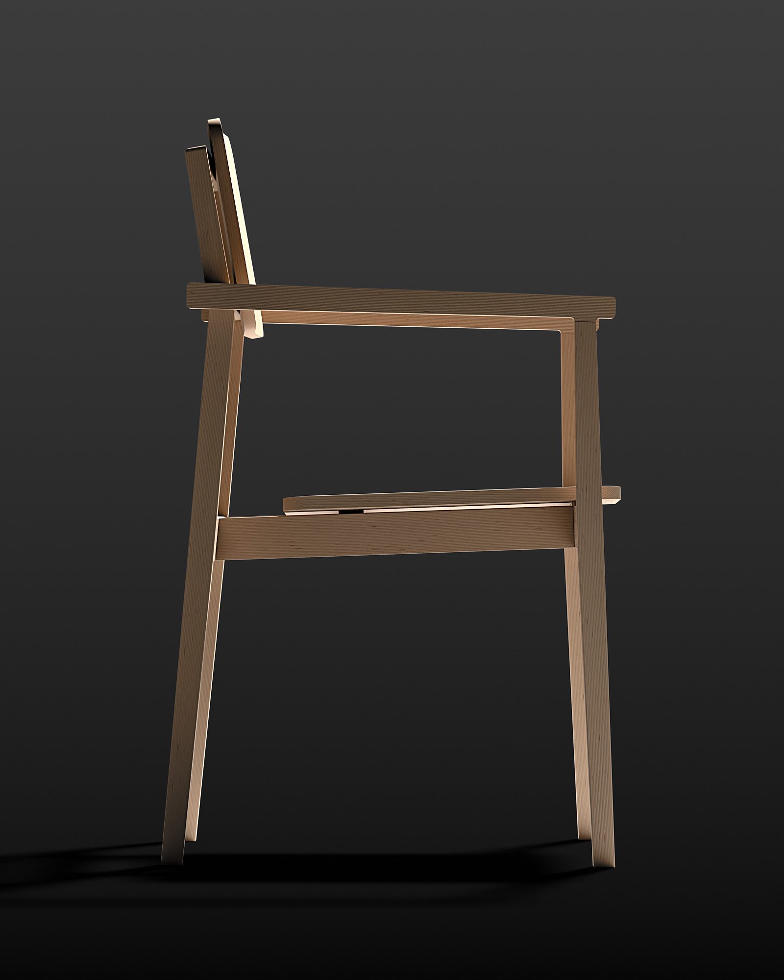 Stuhl aus Ahorn, Rendering: Silhouette